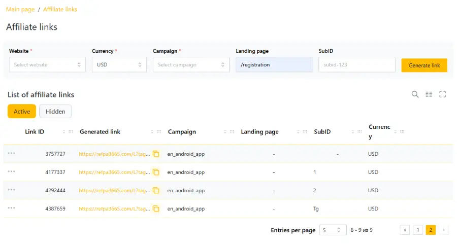 Affiliate links
